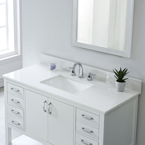 49" Snow White Engineered Marble Vanity Top Sink