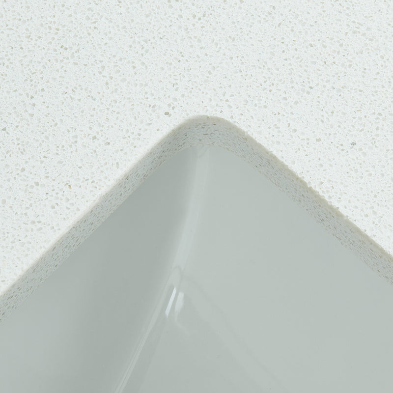 61" Snow White Engineered Marble Vanity Top with Sink