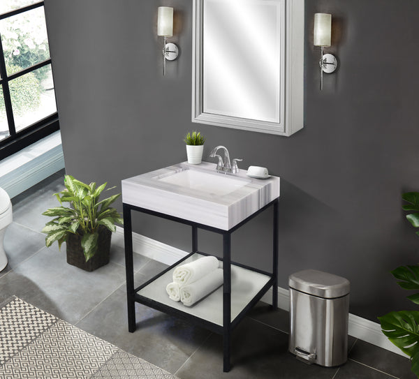 24" Vaia Bathroom Vanity Set with Natural Marble Top