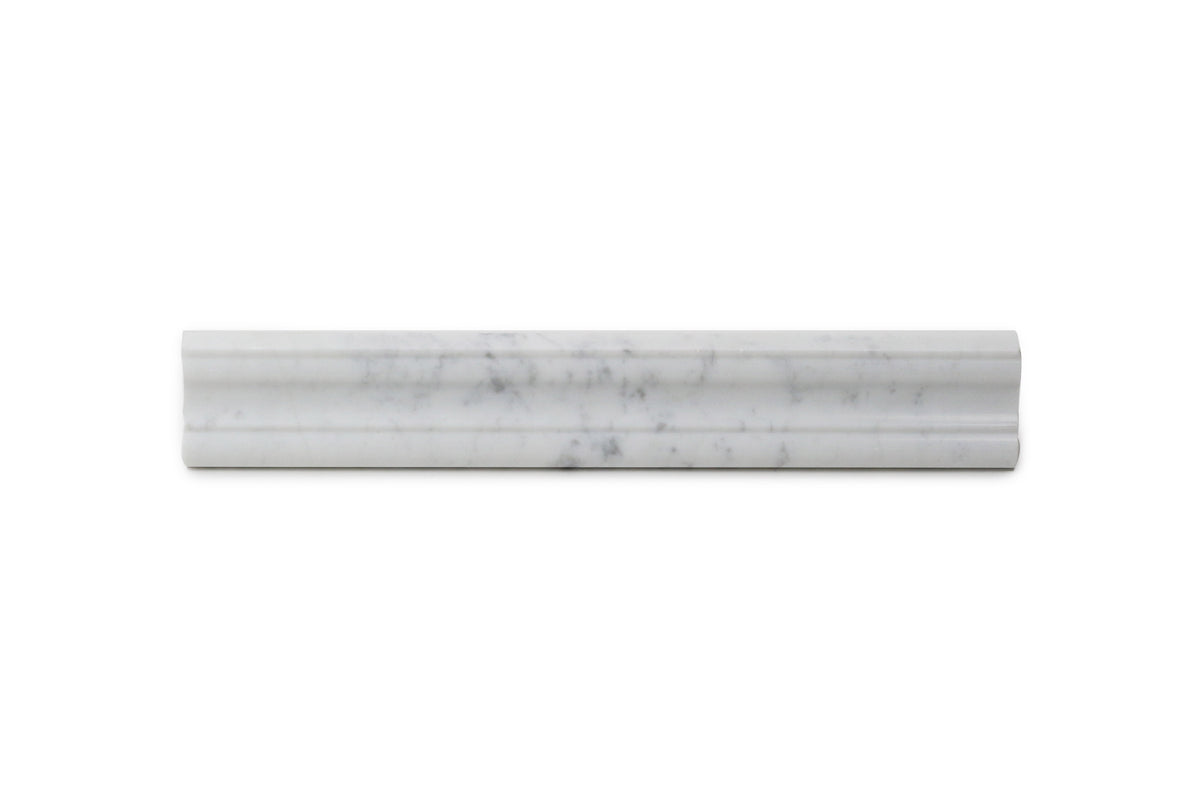 Carrara White 2-in x 12-in Polished Crown Molding Marble Trim(0.17-sq. ft/ Piece)
